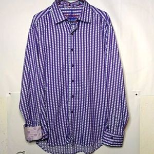 Robert Graham Purple Geographic w Polka Dot Flip Cuff Button Dowm